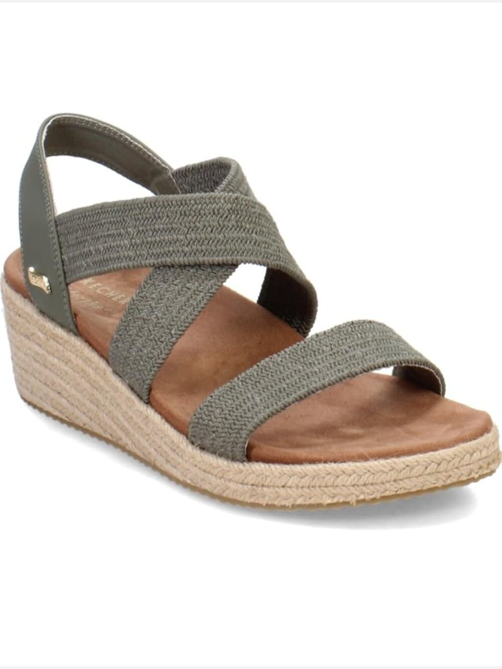 Skechers Martha Stewart Beverlee Brentwood Green Tan Wedge Sandals Women US 10